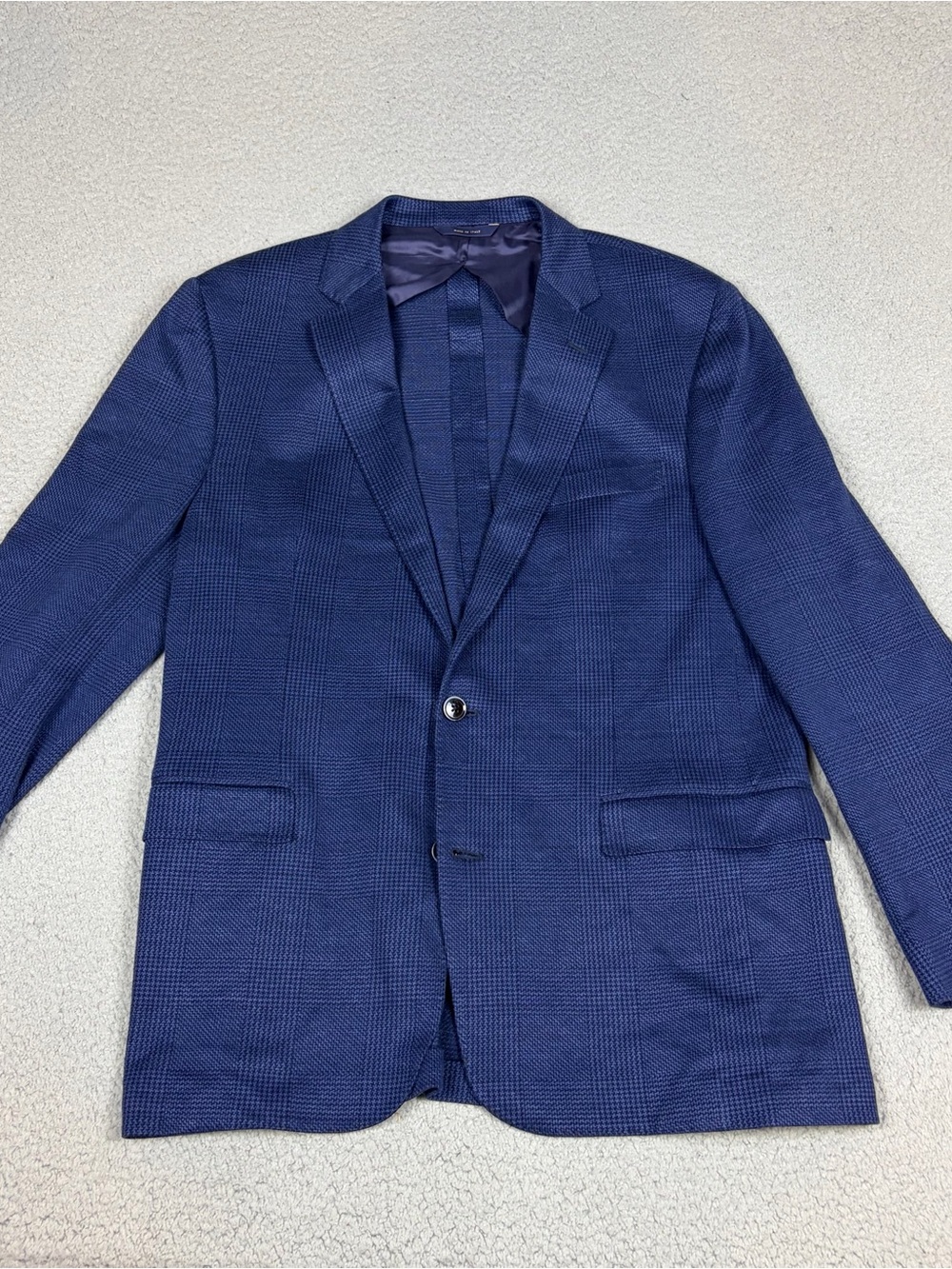 Brooks Brothers Regent Linen Blend Blazer 44R Blue Houndstooth Made in Italy